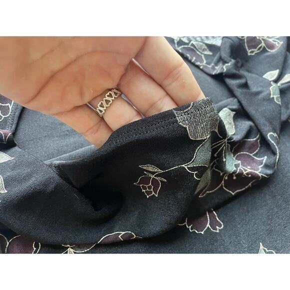 Vintage Social Circles Elastane Form Fitting Black & Floral Dress Sz 10P/M - Picture 7 of 16